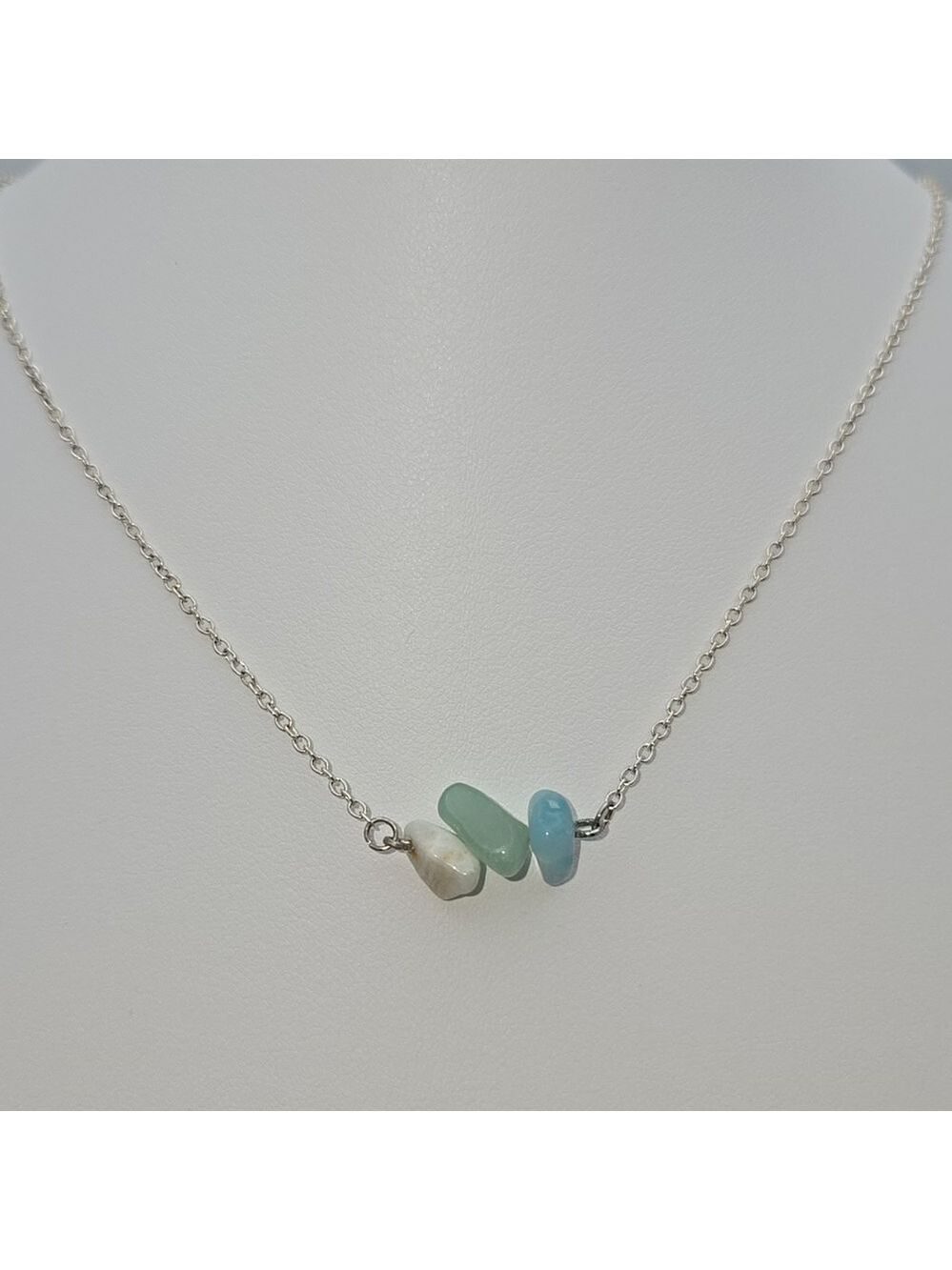 Amazonite Natural Stone Sterling Silver 925 Necklace 18''